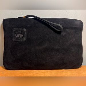 Vintage Black Suede Women’s Wristlet Clutch Purse